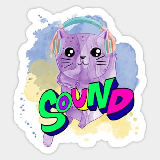 Colorful Cat Music Sticker